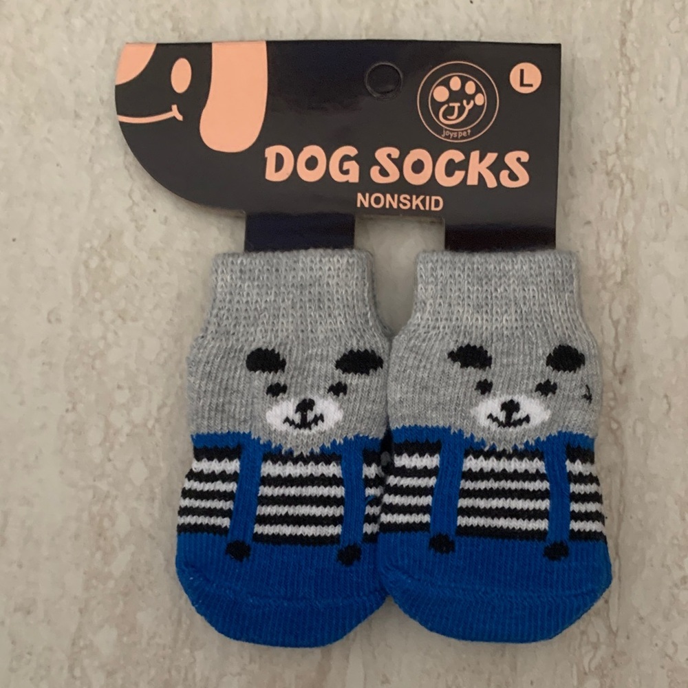 Gray and Blue Dog Socks